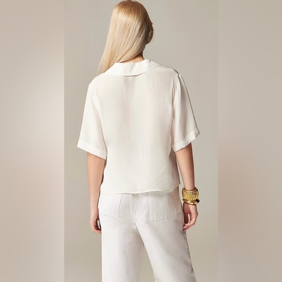J.Crew bungalow popover top in crepe de chine ivory - Picture 3 of 8